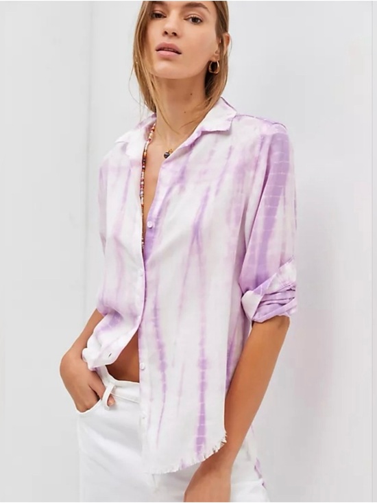 cloth & stone Tops - cloth & stone Anthropology Lilac & White Tie-Dye Button-Down Shirt - Women